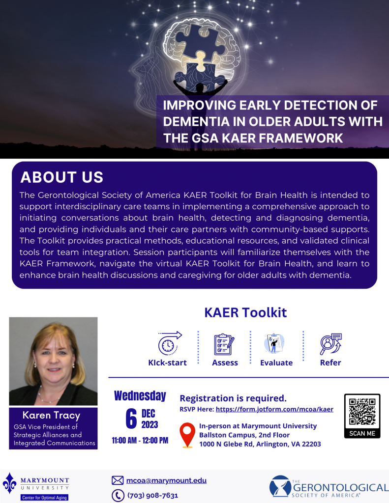 Improving Early Detection of Dementia in Older Adults with the GSA KAER Framework