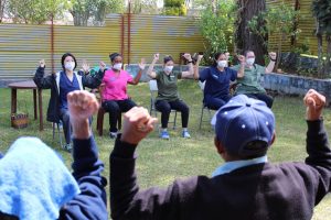 Marymount students exercise with residents in Guatemala