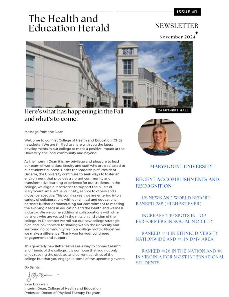 College of Health and Education Newsletter #1