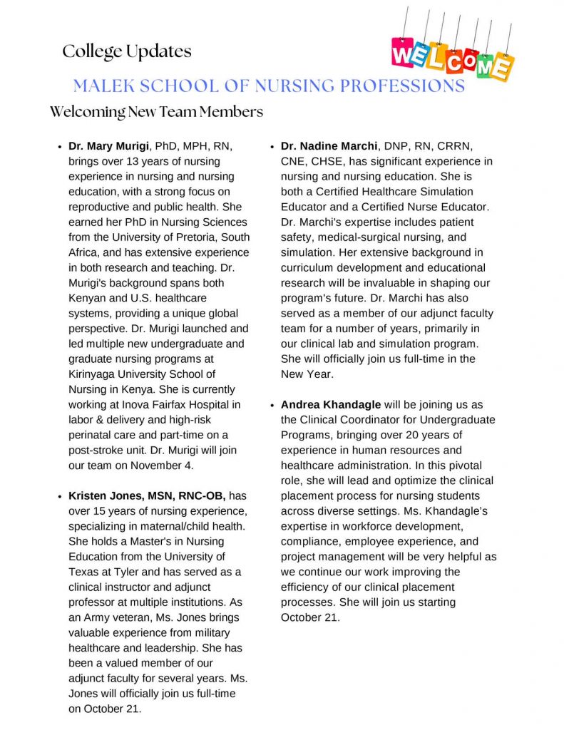College of Health and Education Newsletter #1