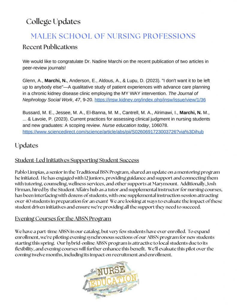 College of Health and Education Newsletter #1