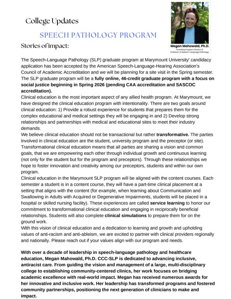 College of Health and Education Newsletter #1