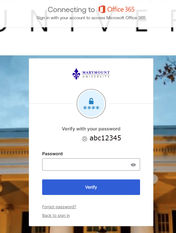 Library Microsoft Password page