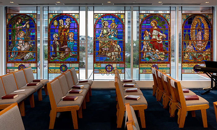 2021 Homecoming: The new stained glass windows at Marymount's Ballston Center chapel
