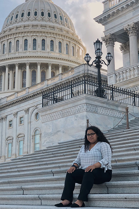 Anaya-Sandoval on the steps of the Capitol