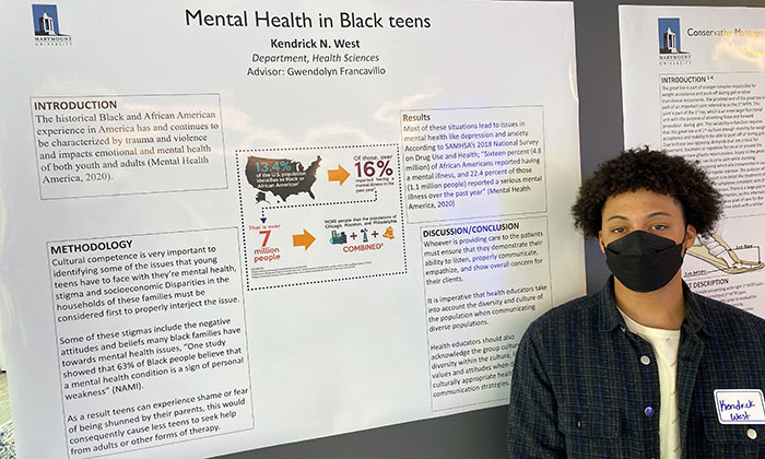 Health Sciences major Kendrick West's presentation on “Mental Health in Black Teens”