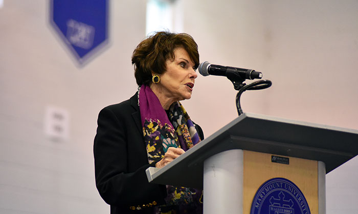 Marlene Malek speaking during the 2024 Nursing Pinning Ceremony