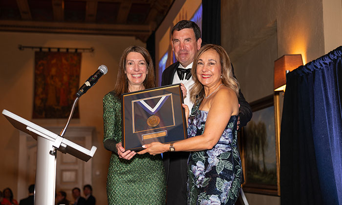 President Becerra with Heidi Mandanis Schooner and Peter Mandanis