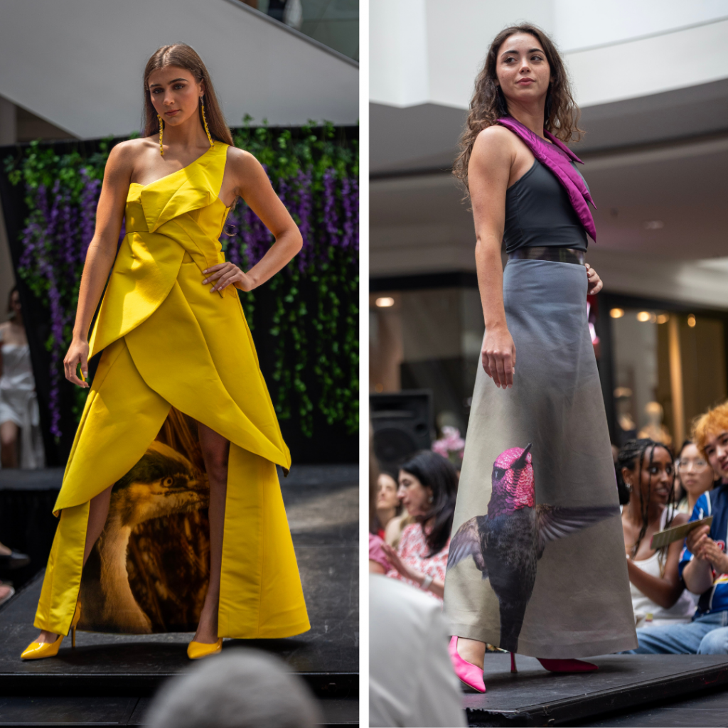 Models wear nature-inspired dresses designed by senior Caroline MacDonald (courtesy of Will Nelson)