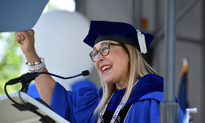 President Becerra speaks to Marymount's Class of 2025