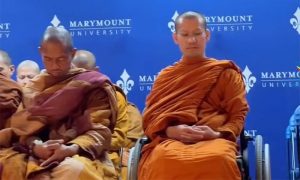 Marymount University welcomes nineteen venerable monks to campus as part of the cross-country ‘Walk for Peace’