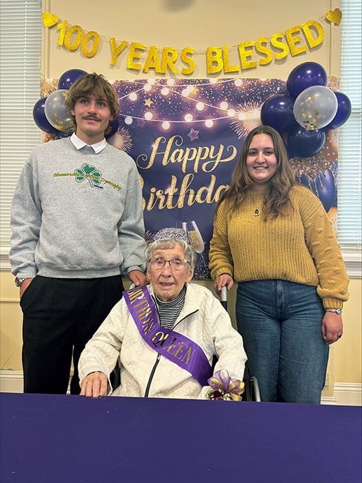 Clevano (right) with Sister Irene Cody (center)