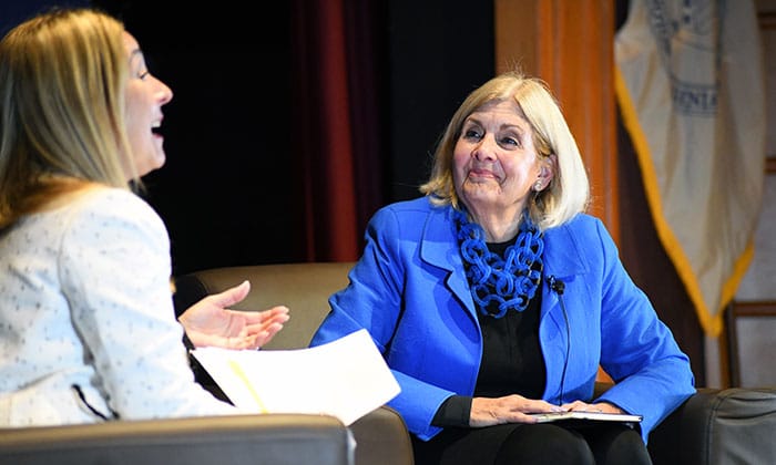 President Becerra (left) shared her story of resilience and perseverance as a Cuban immigrant who came to the U.S. in search of freedom