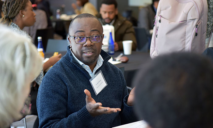 Marymount's Dr. Alex Mbaziira at the Career Forward summit